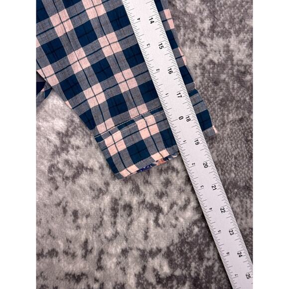 Anthropologie Top Medium Womens Pilcro Button Up Plaid Oversize Blue Pink Check - Picture 5 of 8